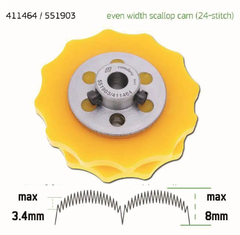 Cam de zigzag 24 pontos 3.4mm - 8mm Singer 457 EverPeak