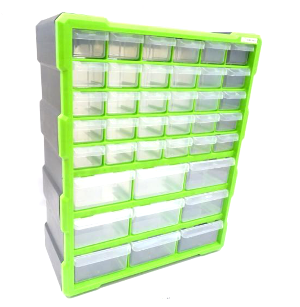 Caixa de arrumação com 39 gavetas com 38x47x16cm