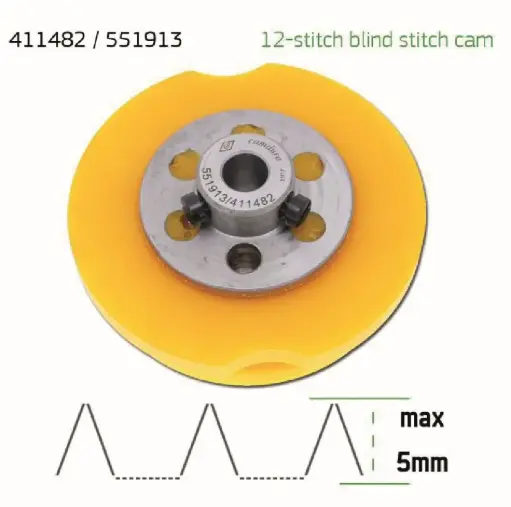 [Ev.551913/411482] Cam de zigzag ponto invisivel 12 pontos 5 mm Singer 457 EverPeak